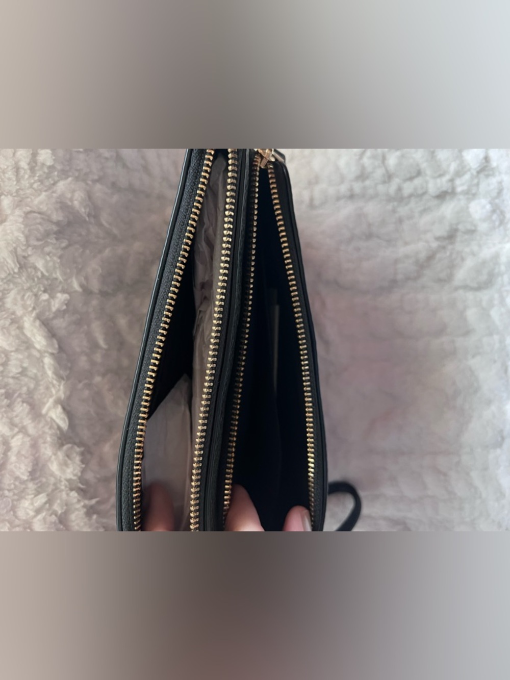 Coach Black Pebbled Leather Zip Wristlet with Silver Hardware - Picture 3 of 4